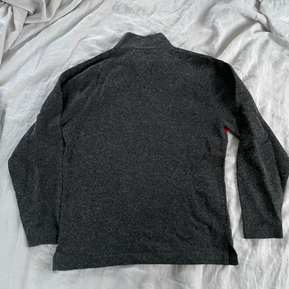 Woolrich Lambswool Half-snap Blanket Stripe Sweater Charcoal rainbow stripes - Picture 2 of 8